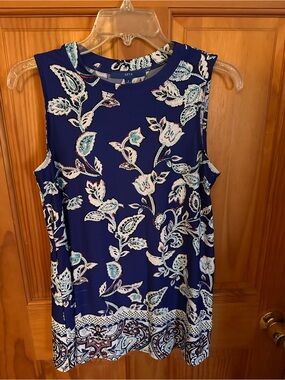 Apt. 9 Royal Blue Floral Sleeveless Tunic